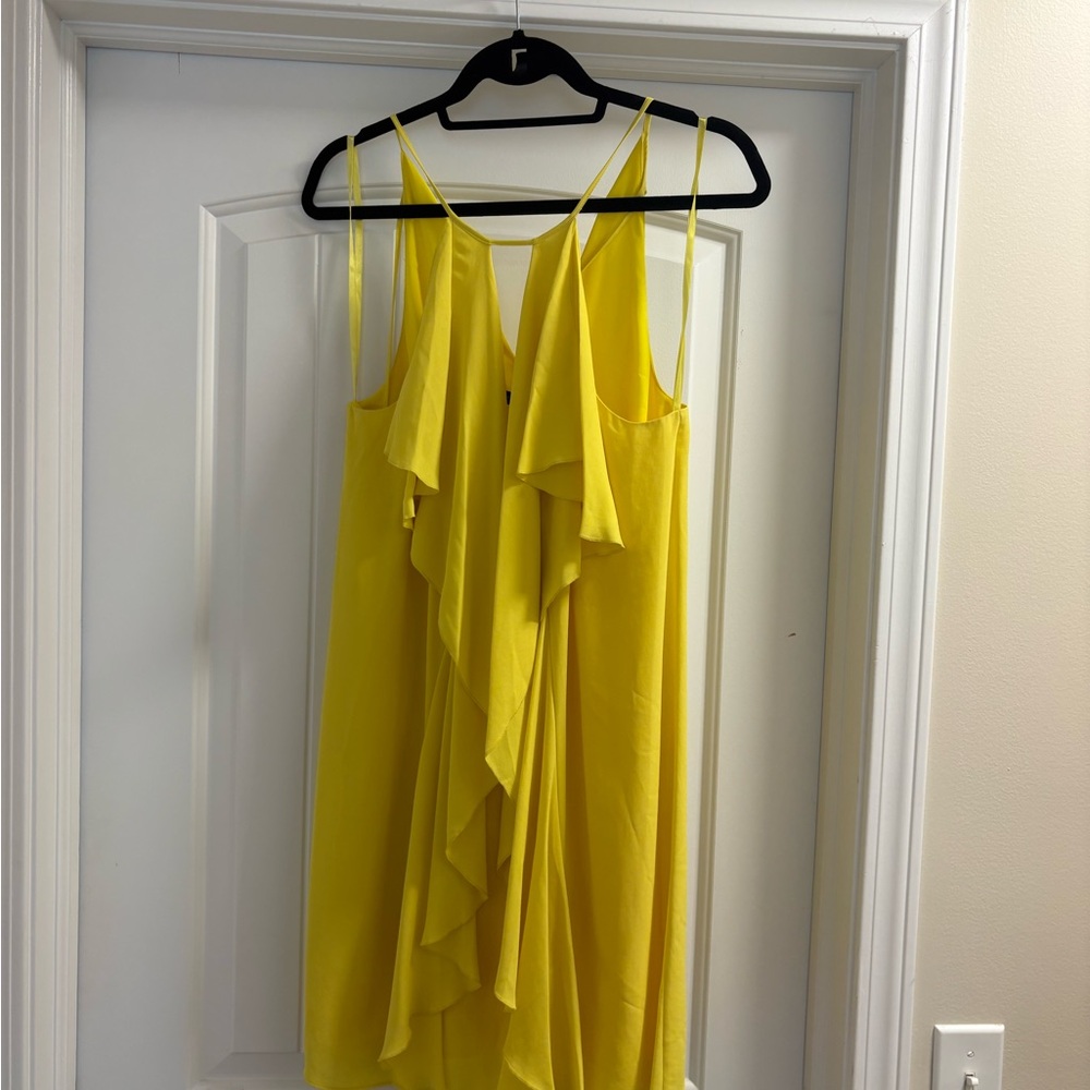 BCBGMaxAzria Bright Yellow Ruffle-Front Mini Dress